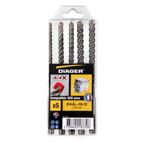 Coffrets de 5 forets béton DIAGER SDS-plus - 112Q