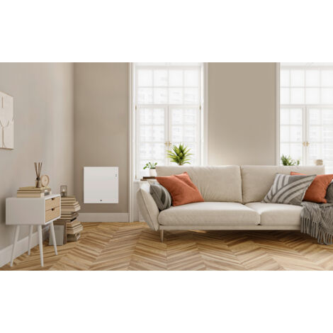 Thermor – Radiateur à inertie 1250W horizontal intelligent blanc mat – Façade chauffante ultra réactive – 479324