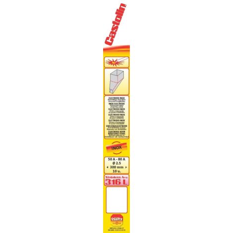 Etui de 10 baguettes acier inoxydables type 316L diamètre 2,5mm - CASTOLIN - 316 L 2510