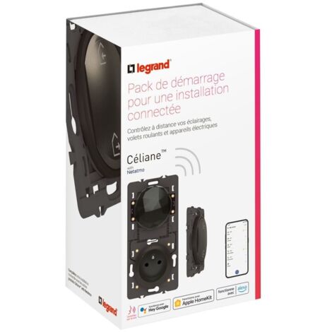 Legrand – Pack de démarrage connecté Céliane 64890A – Prise Control avec mesure de consommation – Commande sans fil Départ/Arrivée – Compatible WiFi 2,4 GHz