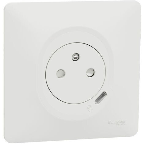 Schneider Electric – Prise affleurante 2P+T 16A S320089 – Chargeur USB-C 10,5W – Normes NF, IK04, IP21D – Finition blanche élégante