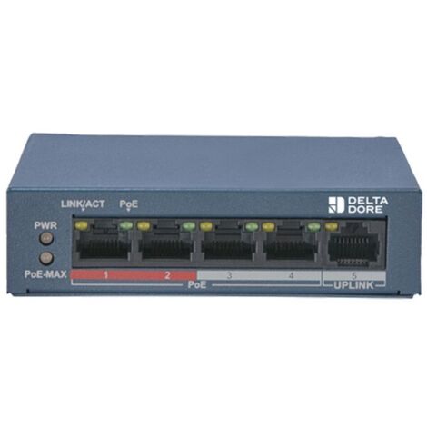 Delta Dore – Switch POE 4 ports pour caméras Tycam 1100 et 2100 – Alimentation 230V sur secteur – Référence 6417010