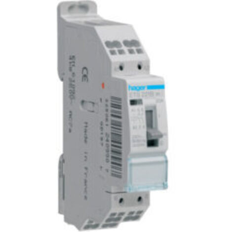 Hager – Contacteur jour-nuit 20A – 2F – 230V – Charge max 740W – Endurance 1 000 000 manœuvres – Pour éclairage extérieur