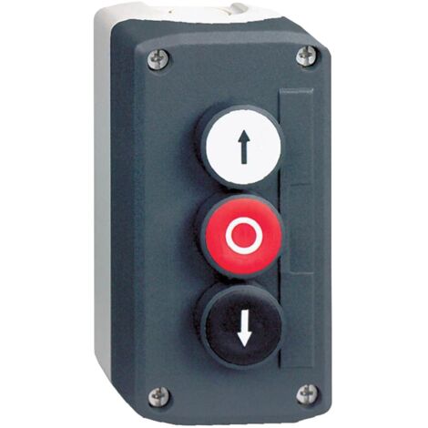 Schneider Electric – Boitier de protection pour prise électrique – 3 boutons poussoirs Ø22 – blanc/rouge/noir – XALD324
