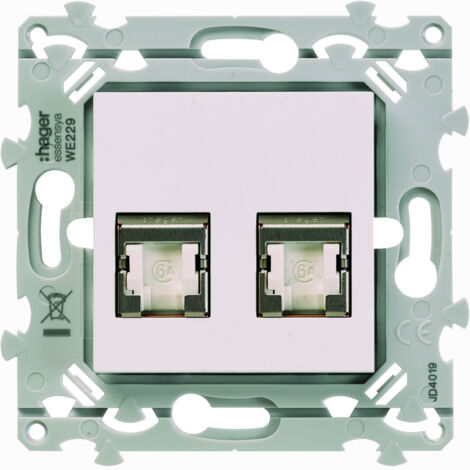RJ45 essensya CAT.6 STP double Gr.2TV Pure HAGER WE227