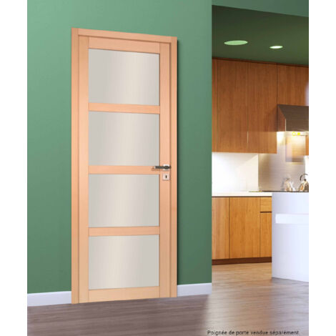 Bloc porte NOVA2 bois hêtre 4 VITRAGES  2040 x 930 gauche