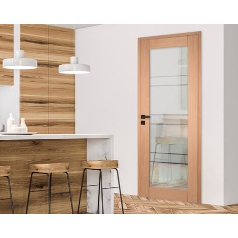 Bloc porte bois Cassiopeia 730 gauche 1 vitrage chêne européen huisserie de 92 (1/5)