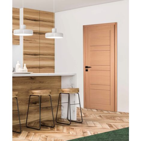 Bloc porte bois en chêne européen CASSIOPEIA 730 Droite 1 panneau en huisserie de 92