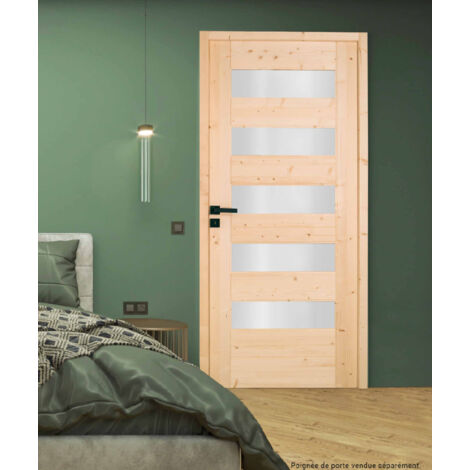 Bloc porte 5 Vitrages HORIZON bois épicéa 2040 x 730 Gauche (1/5)