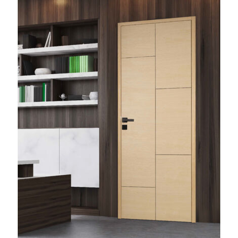 Bloc porte bois isoplane ANTLIA1 730 droit plaqué frêne blanc européen (1/5)