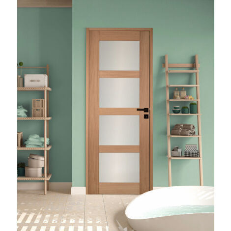 Bloc porte 4 Vitrages CETUS bois chêne européen 2040 x 830 Gauche