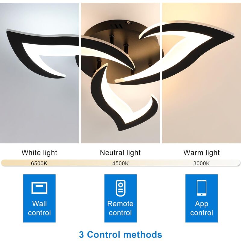 Grande Lampadario con Telecomando App Fiore LED Dimmerabile Lampadari con Funzione di Memoria Nessuno Sfarfallio Protezione per Gli Occhi Design Creativo Plafoniera Soggiorno-White
