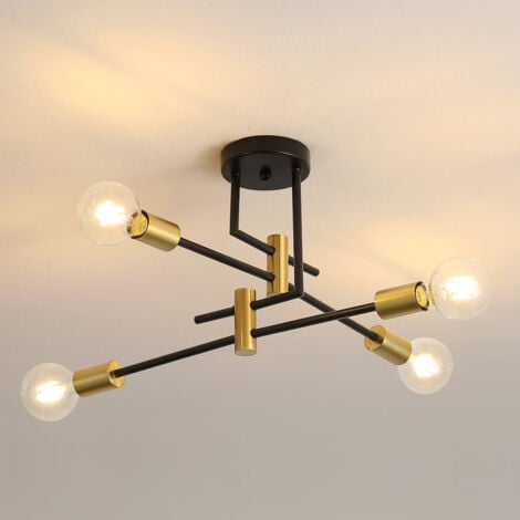 GOECO Lampada da soffitto vintage, plafoniere industriali E27 Diametro 70 cm per camera da letto, cucina, corridoio, lampadari a LED moderni 4 luci