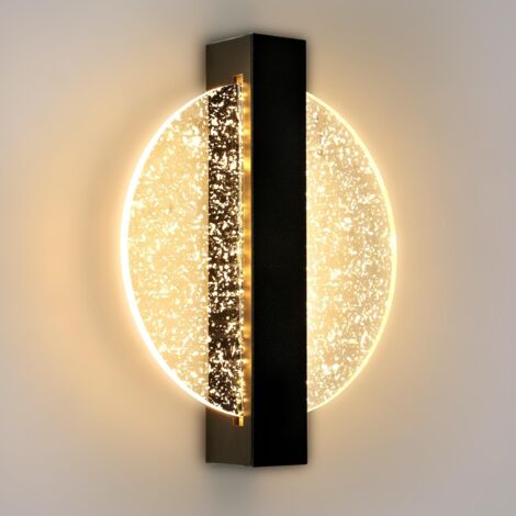 GOECO Applique Murale Interna LED nera 12W, rotonda 1500 lm, applique murale LED moderna e creativa, applique murale interna per camera da letto, soggiorno, corridoio, scale, luce calda 3000K