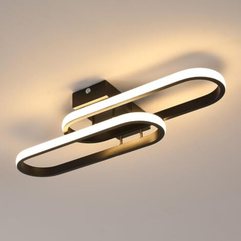 GOECO LED Plafoniera 32W 3600LM, Plafoniera moderna, Lampada da soffitto in acrilico per soggiorno camera da letto cucina bagno corridoio balcone 50cm (nero) Luce bianca calda 3000K