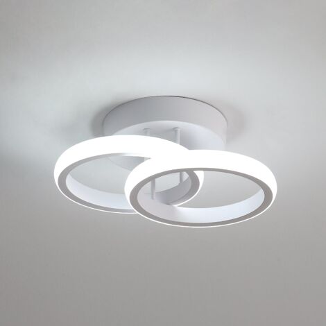 GOECO Plafoniera LED Moderna, Lampada da Soffitto in Acrilico 22W, Design Creativo a 2 Anelli, Luce Bianca Fredda 6000K per Corridoio, Balcone, Scala