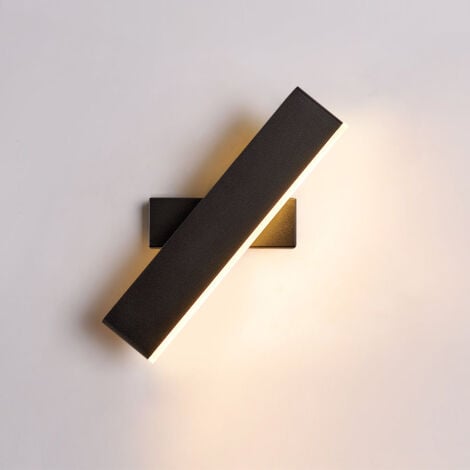 GOECO Applique Murale Interna LED, Lampada Murale Rotante a 360, 7W Luminari Interni in Metallo e Acrilico, Applique Murale Nera per Camera da Letto, Salotto, Scale, Luce Calda 3000K