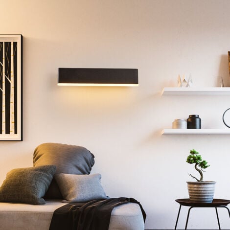 GOECO Applique Murale Interna LED, Lampada Murale Rotante a 360, 7W Luminari Interni in Metallo e Acrilico, Applique Murale Nera per Camera da Letto, Salotto, Scale, Luce Calda 3000K