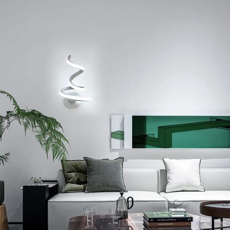 GOECO Applique da parete per interni, applique da parete a LED moderna minimalista da 24W, lampada da parete a LED a spirale, applique da parete a LED in alluminio bianco
