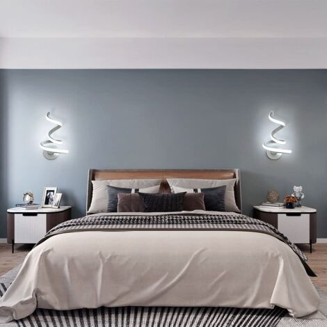 GOECO Applique da parete per interni, applique da parete a LED moderna minimalista da 24W, lampada da parete a LED a spirale, applique da parete a LED in alluminio bianco