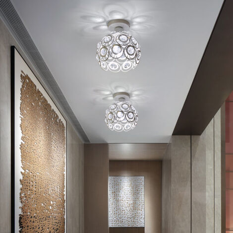 Cainjiazh Mini Lampadario Cristallo LED Plafoniera Lampada a sospensione moderna Flush Mount Illuminazione per Corridoio Cucina Camera da letto Sala da pranzo (bianco freddo