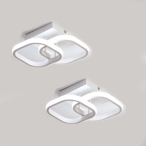 GOECO 2 pezzi Plafoniera LED 24W Design moderno Bianco Freddo 6000K Anello quadrato Lampada a Soffitto Per Cucina Sala da pranzo Camera da letto Corridoio Ingresso Balcone Bianco