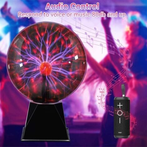 GOECO Sfera al Plasma 5 Pollici, Lampada al Plasma USB Sensibile al Tocco e al Suono, Lampada Magica Decorativa per Bambini Camera da Letto Regalo di Natale