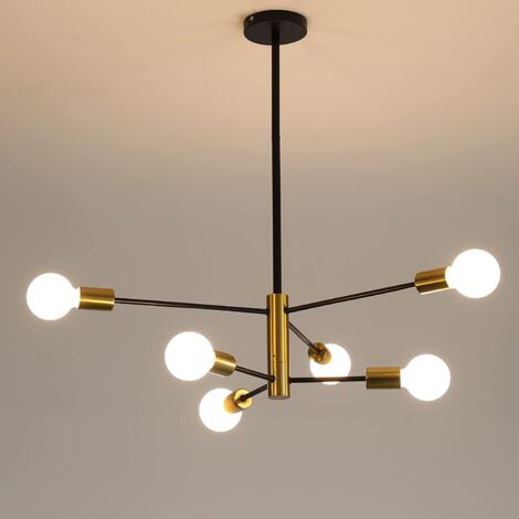 GOECO Lampadario Vintage, Angolo Ruotabile di 360° Lampada da Soffitto Industriale, 6 Bracci E27 Plafoniera Soffitto Moderna, Lampadari a Soffitto Retrò per Camera da Letto, Cucina