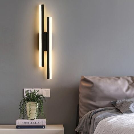 GOECO Applique murali LED Dimmerabile Moderno Forma della linea Lampada da Parete Dimmerabile 3000K/4000K/6000K Per camere da letto, soggiorni, corridoi e disimpegni Nero