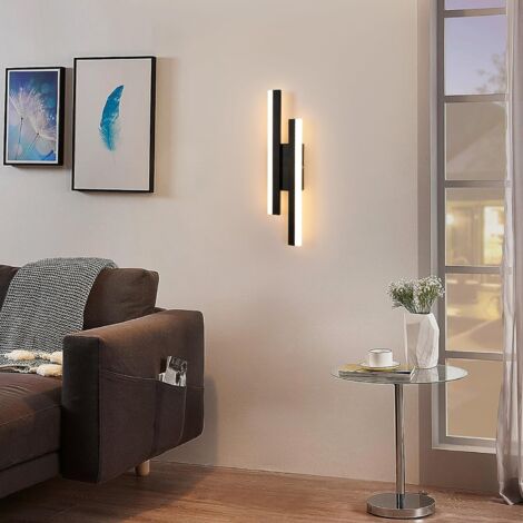 GOECO Applique murali LED Dimmerabile Moderno Forma della linea Lampada da Parete Dimmerabile 3000K/4000K/6000K Per camere da letto, soggiorni, corridoi e disimpegni Nero
