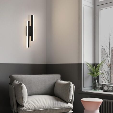 GOECO Applique murali LED Dimmerabile Moderno Forma della linea Lampada da Parete Dimmerabile 3000K/4000K/6000K Per camere da letto, soggiorni, corridoi e disimpegni Nero