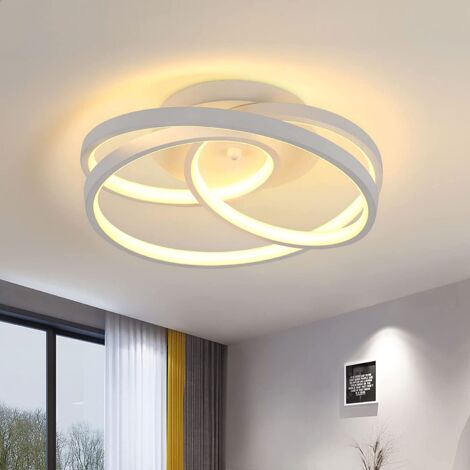 GOECO Plafoniera rotonda da 40 W, moderna plafoniera a LED a 3 anelli, lampada a sospensione a soffitto in metallo acrilico, adatta per soggiorno, camera da letto, sala da pranzo, luce calda 3000K