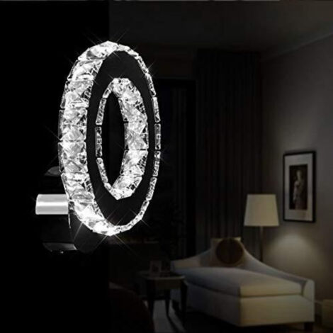 GOECO Lampada da parete a LED, 16W applique in cristallo, applique a LED in cristallo K9 per soggiorno camera da letto, 6000K luce bianca fredda (1/5)