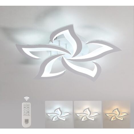 GOECO Plafoniera LED Dimmerabile, 40W 3500LM Lampada da Soffitto Moderna con Telecomando, Design Creativo a Petali, Plafoniera in Acrilico per Salotto, Camera da Letto Φ60cm Bianco