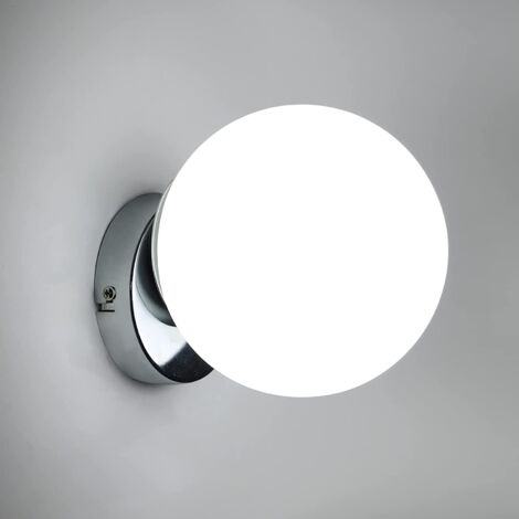 GOECO Applique per Interni Vetro Moderno Sferico Lampada da Parete Base E27 Per camere da letto, soggiorni, corridoi e disimpegni