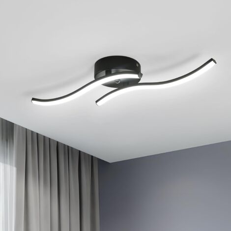 GOECO Plafoniera a LED, lampada da soffitto moderna in acrilico 12W 1300LM, lampadario per interni a luce bianca fredda 6500K Plafoniera nera per camera da letto, soggiorno, cucina