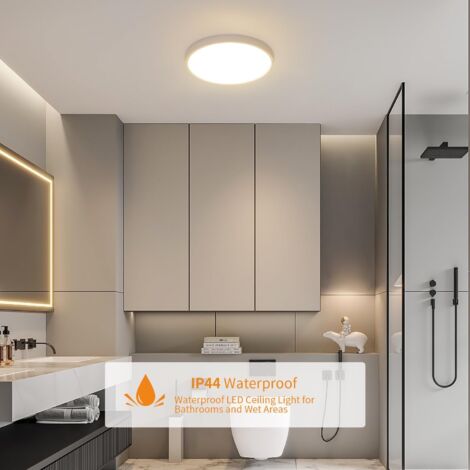 GOECO Plafoniera LED Rotonda IP44 Lampada da Soffitto per Camera da Letto Bagno Cucina Corridoio Balcone Ø30cm 24W 2160LM 4000K Luce Neutra