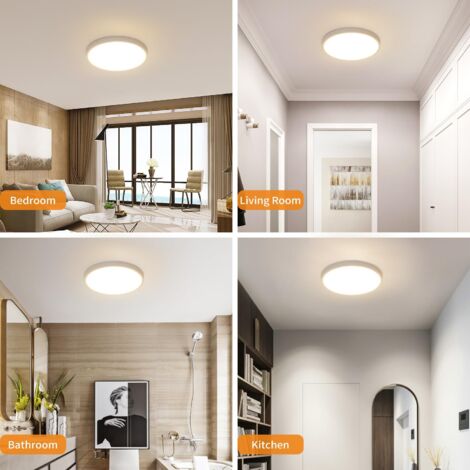 GOECO Plafoniera LED Rotonda IP44 Lampada da Soffitto per Camera da Letto Bagno Cucina Corridoio Balcone Ø30cm 24W 2160LM 4000K Luce Neutra
