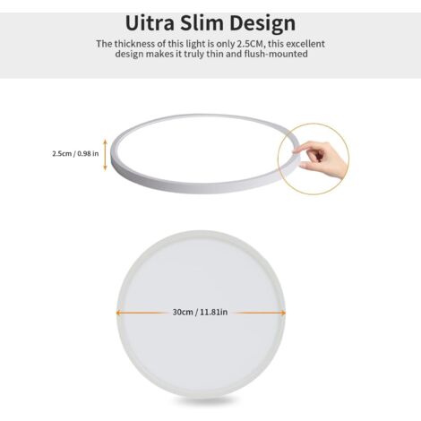 GOECO Plafoniera LED Rotonda IP44 Lampada da Soffitto per Camera da Letto Bagno Cucina Corridoio Balcone Ø30cm 24W 2160LM 4000K Luce Neutra