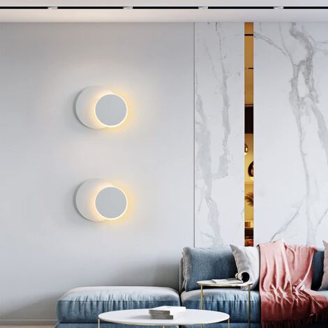 GOECO Lampada da Parete Moderna, 12W Creativo Applique da Parete Forma Rotonda, 360° girevole Applique da Interno Bianco, 3000K Bianco caldo, per Sala Soggiorno Ristorante Camera da Letto Comodino