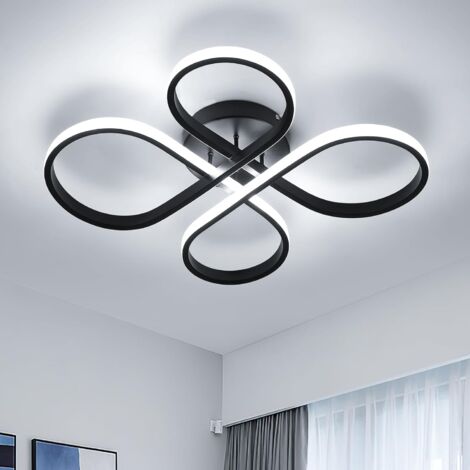 GOECO Plafoniera LED, 52 cm Lampada da soffitto moderna Luce fredda 6500K, 45W 5062LM Plafoniera in acrilico per camera da letto bagno soggiorno cucina corridoio, Nero (1/5)