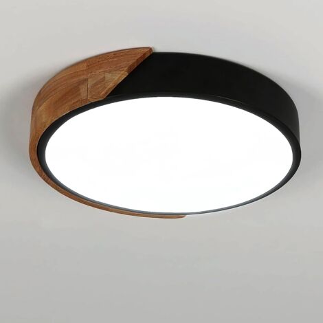 GOECO Plafoniera LED in Legno, Plafoniera Moderna Rotonda 30W Bianco Freddo 6500K, Plafoniera LED per Camera da Letto, Bagno, Cucina, Sala da Pranzo, Ufficio, Ø30cm (1/5)