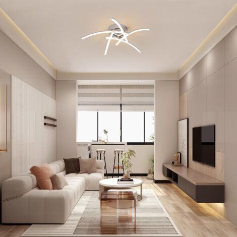 GOECO Plafoniera LED Design moderno Bianco Caldo 3000K Forma d'onda Lampada a Soffitto Per soggiorno, camera da letto, sala da pranzo, ufficio