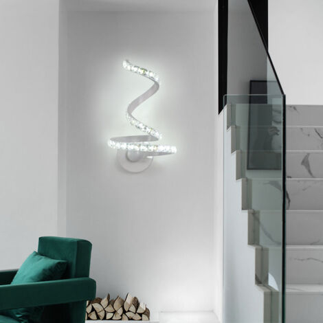 GOECO LED Lampada da Parete in Cristallo, 12W Applique da Parete in Alluminio Stile Nordico, Applique in K9 Cristallo per Camera da Letto Soggiorno Comodino Bianco Freddo