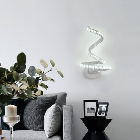 GOECO LED Lampada da Parete in Cristallo, 12W Applique da Parete in Alluminio Stile Nordico, Applique in K9 Cristallo per Camera da Letto Soggiorno Comodino Bianco Freddo