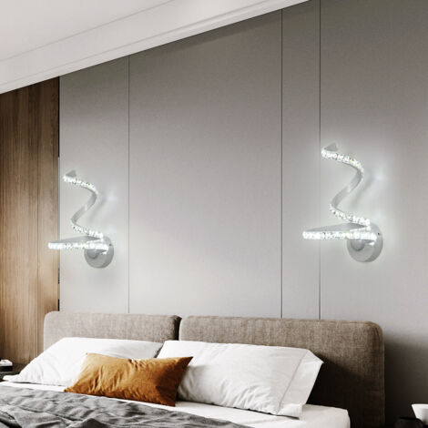 GOECO LED Lampada da Parete in Cristallo, 12W Applique da Parete in Alluminio Stile Nordico, Applique in K9 Cristallo per Camera da Letto Soggiorno Comodino Bianco Freddo