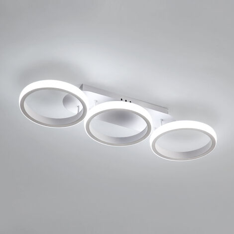 GOECO Plafoniera LED da Soffitto, 32W Bianco Tre Anelli Lampada da Soffitto LED Rotonda, Lampadario LED Soffitto Moderno per Soggiorno Cucina Camera da Letto Corridoio Sala Studio, Luce Bianca Fredda 