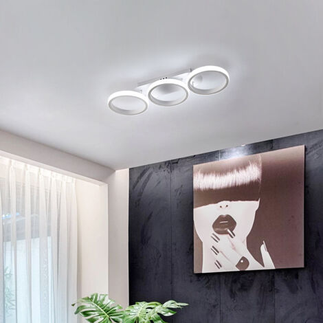 GOECO Plafoniera LED da Soffitto, 32W Bianco Tre Anelli Lampada da Soffitto LED Rotonda, Lampadario LED Soffitto Moderno per Soggiorno Cucina Camera da Letto Corridoio Sala Studio, Luce Bianca Fredda 