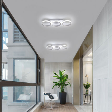 GOECO Plafoniera LED da Soffitto, 32W Bianco Tre Anelli Lampada da Soffitto LED Rotonda, Lampadario LED Soffitto Moderno per Soggiorno Cucina Camera da Letto Corridoio Sala Studio, Luce Bianca Fredda 