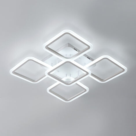 GOECO Lampadario Soffitto LED, 60CM Diametro Plafoniera LED in Acrilico, 90W Lampada da soffitto Moderno Paralume Quadrato per Soggiorno Camera da Letto Bianco Freddo 6500K, 8240lm (1/5)